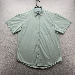 T. Harris London Button Up Shirt Mens Large Sueded Poplin‎ Green White Plaid